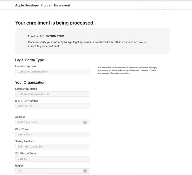Apple Your enrollment is being processed 