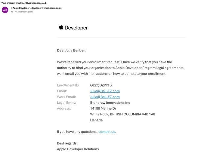 Apple verification of enrollment started 