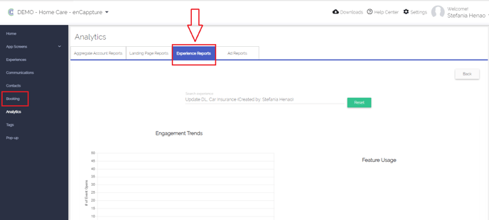 analytics left side menu
